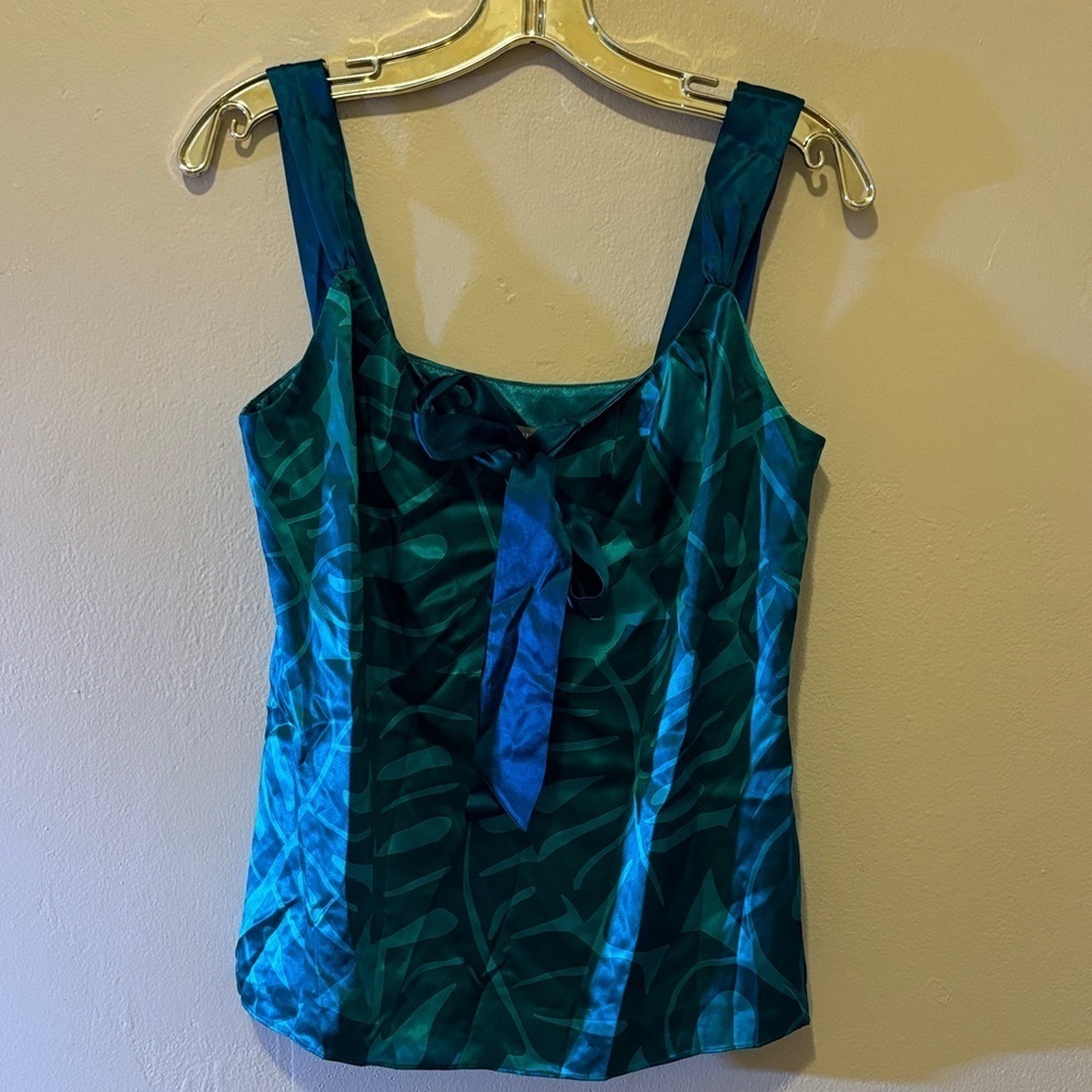 Ann Taylor Blue Camisole with Leaf Pattern